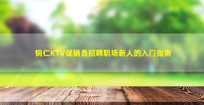 铜仁KTV促销员招聘职场新人的入门指南